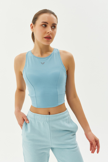 bilcee Sutien crop crop cu decolteu albastru pentru ciclism - Suport sport și zilnic 9209