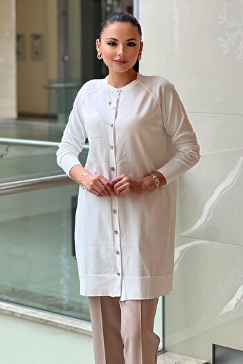 Nuss Basic Mercerized Cardigan with Raglan Sleeve