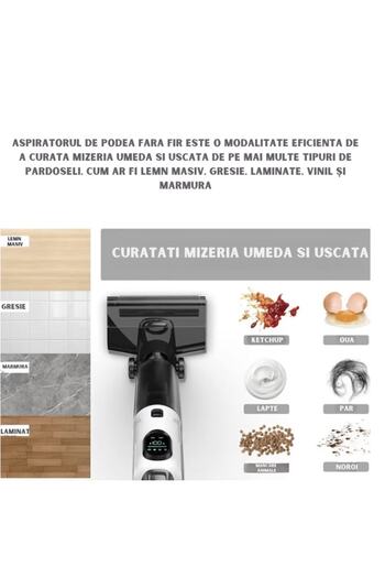 ILA PRODUCT 2in1 cordless upright vacuum cleaner, hard floors, wet mop, double tank, white