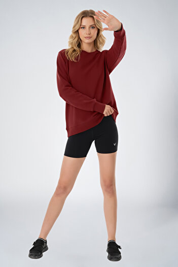 bilcee Peak Women's Rumba Dark Oversize Crew Neck Basic Sweatshirt 7015