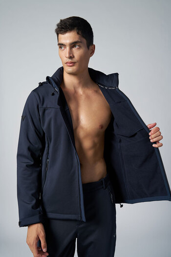 bilcee Ανδρικό αδιάβροχο παλτό Navy Blue Softshell 0331