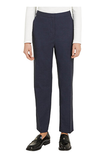 Tommy Hilfiger Standard Waist Standard Navy Blue Women's Pants Flannel Slim Straight Pant