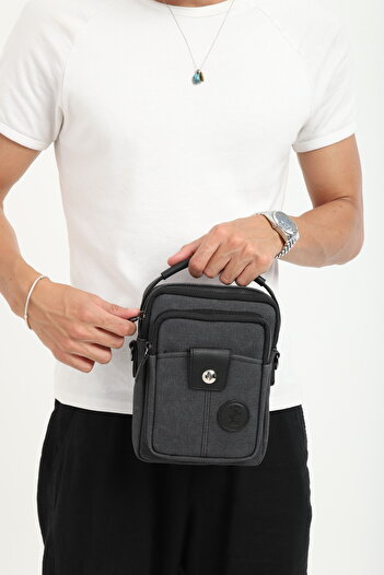 en deri Black Canvas Adjustable Crossbody Strap Hand and Shoulder Bag Crossbody Bag