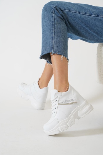 KCMN Kocamanlar 209 Volume Hidden Heel Sole Sneaker Women's Sports Shoes White