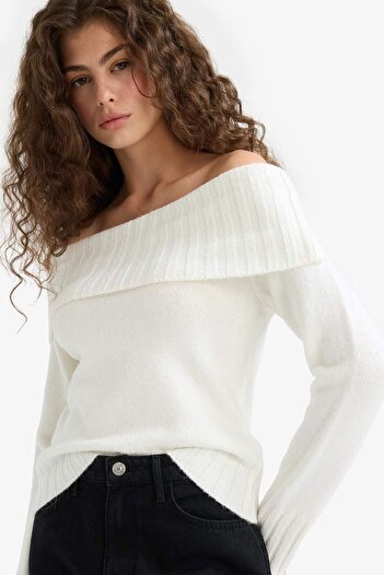 DeFacto Slim Fit Slim Fit Open Shoulder Knitwear Sweater E8345Ax25Wn