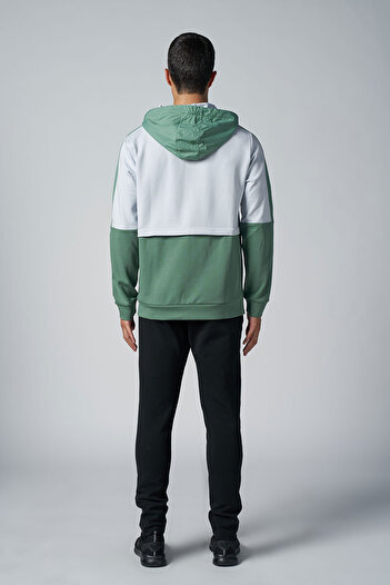 bilcee Ανδρικό Σετ Φόρμας Πράσινη Κουκούλα Lycra Cotton 1525
