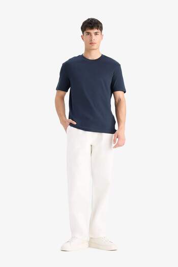 DeFacto 100% Cotton Regular Fit Crew Neck Basic Plain Short Sleeve T-Shirt E7961Ax25Au