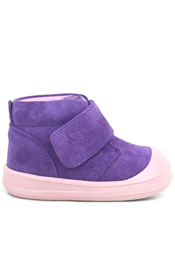 Rakerplus Yoohoo Genuine Leather Purple Powder Velcro Baby Girl Boots