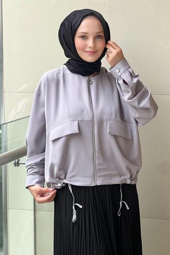 Ghisa Pocket Detailed Zippered Waist Drawstring Jacket