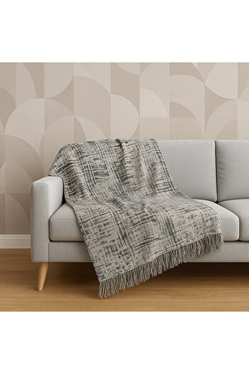 Rell Home Бавовняна тканина Екрю Шаль для дивана 170x220 см – Пледи для телевізора з бахромою та декоративні покривала для диванів