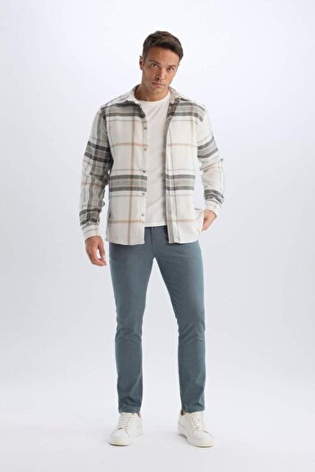 DeFacto Yazlık Chino Kanvas Dokulu Pantolon Slim Fit Dar Kesim Cepli Dar Paça T1055az25sp
