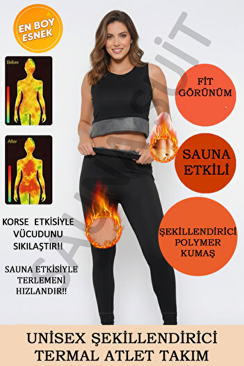 SAUNA SUIT Unisex Maximum Terleten Slimming Thermal Corset Sauna Leggings and Athlete Set Göksam