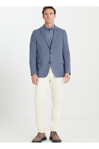 ALTINYILDIZ CLASSICS Regular Fit Relaxed Fit Mono Collar 4 Drop Print Cover Pocket Indigo Jacket