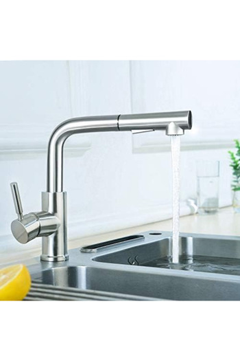 Sanlux 360° Rotatable Extendable Kitchen Faucet with 2 Spray Types, Silver, VST30