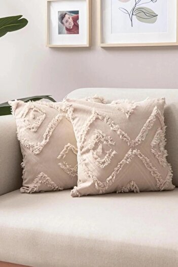 Markaev Bohemian Tassel Detailed Throw Pillow Cover Set of 2