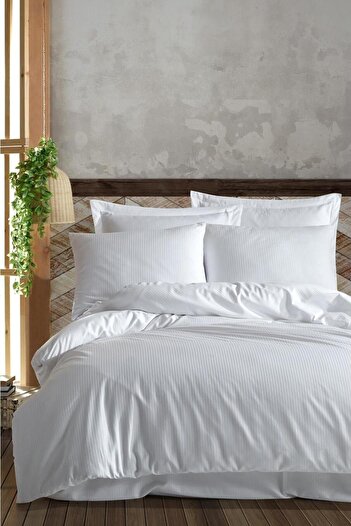 VAROL Risus Series Cotton Satin Striped Double Duvet Cover Set