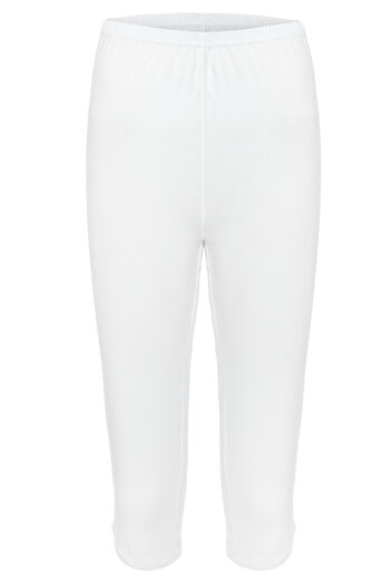TOLIN White 100% Cotton Women's Tights - Capri with Piping 426