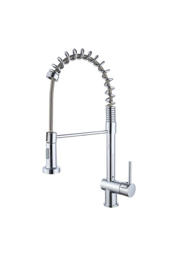 Sanlux Kitchen Faucet, 360° Swivel, Hot and Cold Water, Stainless Steel and Copper, Silver Finish, VST66