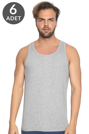 TOLIN Men's Athlete Single Jersey 114 - 6 Pack Gray Melange Cotton
