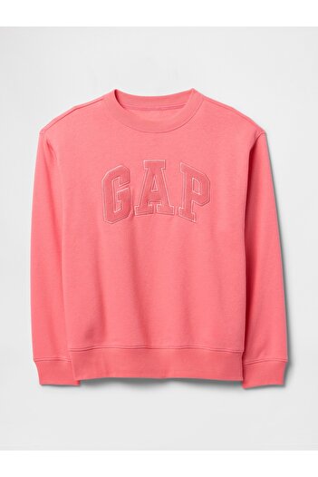 GAP Women's Pink Logo Crew Neck Fleece Sweatshirt