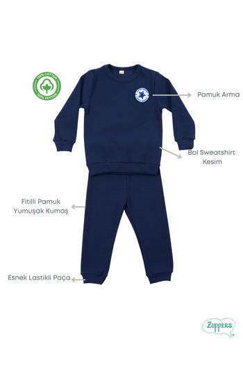 Zuppers Boy's Cotton Ribbed Top and Bottom Set - Navy Blue