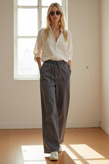 ENZİM JEANS Beli Lastikli Normal Bel Wide Leg Jeans