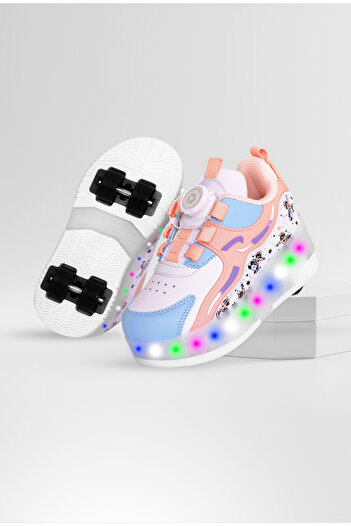 ROCKY SPORT Kids Roller Skate Lighted Wheels Sneakers & Comfortable Pink Skateboard Shoes 4 Wheels