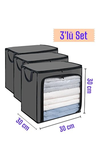 Helen's Home 3 Pieces Mini Windowed Bag Towel Clothes Underwear Organizer Storage Bag 30x30cm