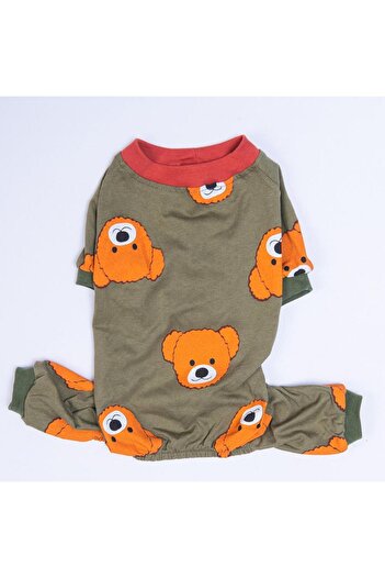 Pettrend Teddy Ted Combed Cotton Medium and Large Breed Dog Pajamas - Dog Jumpsuit - Dog Clothing (15 Kg-45 kg)
