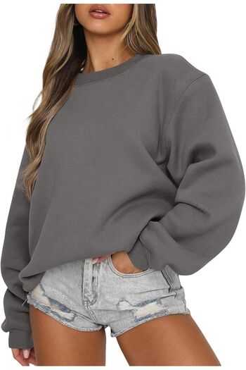 COMBİNE MİCHAİL Γυναικείο φούτερ Smoked Colored Soft Crew Neck - Thick Raised Oversize