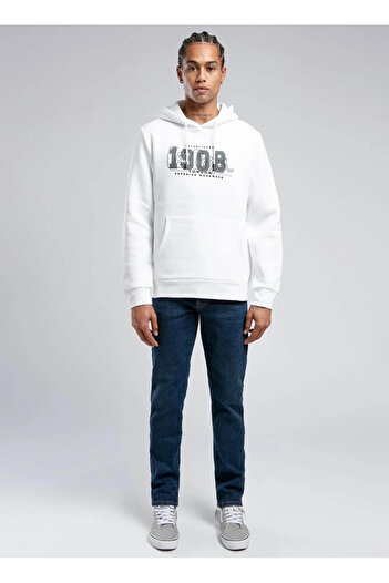 Lee Cooper Hooded Collar White Men's Sweatshirt 251 Lcm 241039   White of Washington