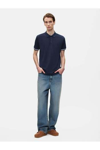 Ltb Μπλουζάκι με κοντό μανίκι Polo Neck Basic Regular Navy Blue
