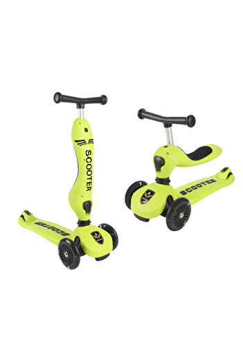 OEM 2-in-1 Transformable Scooter into Tricycle for Kids, Adjustable Height, LED Wheels, Green