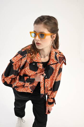İLKCET MODA Special Patterned Premium Crop Raincoat