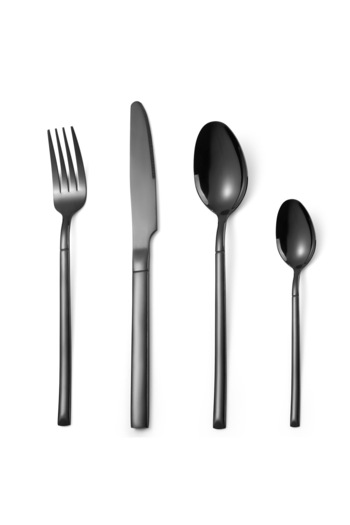 Trendy's Set of 4 stainless steel cutlery, TRENDY'S, black