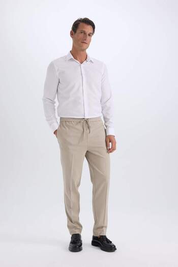 DeFacto Summer Fabric Jogger Pants Elastic Waist with Lace-Up Straight Leg Stretching All Directions with Pockets A9943Ax25Sp