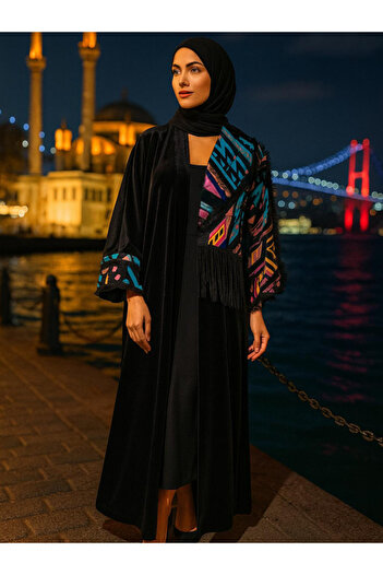 fiore fashion Large Size Winter Velvet Abaya - Muslim Dress Suitable for Kaftan, Ferace and Bisht Size 38-46