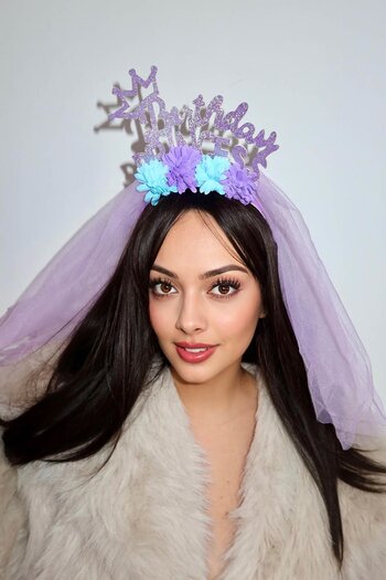 TAKIŞTIR Purple Color Birthday Princess Written Flower Figured Veil Detailed Crown