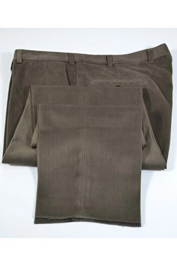 Rewoly Men's Classic Cut Brown Velvet Trousers