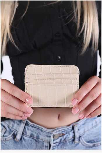 MUMELLA Cream Leather Look Shiny Card Holder Mini Wallet