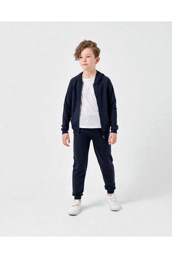 Ege Bebek Boy's 7-8-9-10 Year Old Zippered Hooded 2 Thread Seasonal School Tracksuit Set