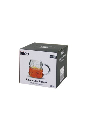 BYKOPUZ Grapes - Glass Cup with Bubble Handle Termisil - Heat Resistant Borosilicate 350ml (5284)