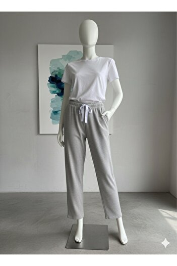 ŞİNOK Interlock Ribbed Bottom Pajamas