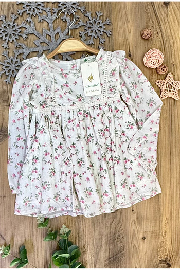 CİCHLİD Seasonal Poplin Soft Fabric Patterned Dress for Baby Girl Kids