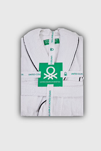 Benetton Home Μπουρνούζι Ανδρικό Γυναικείο Unisex Λευκό 100% βαμβάκι