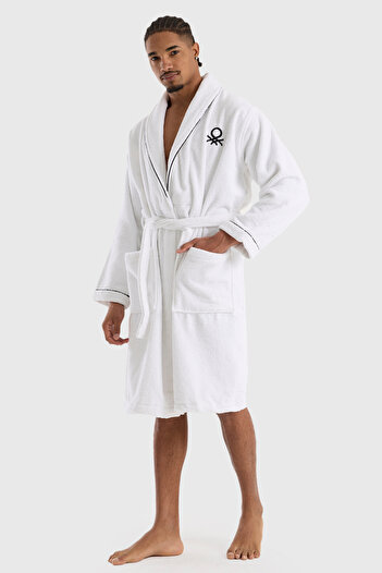 Benetton Home Μπουρνούζι Ανδρικό Γυναικείο Unisex Λευκό 100% βαμβάκι