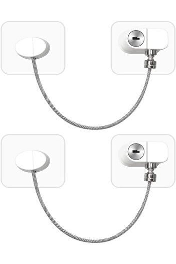 Bukela Xspring Refrigerator Locks with Keys, 2 PCS Self Adhesive Window Restrictor Locks, Refrigerator Lock
