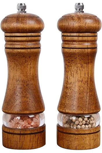 X SPRING Pepper Grinder, 2 Pack Wood Salt and Pepper Grinder Mills Sets, Classic Manual Salt Grinder
