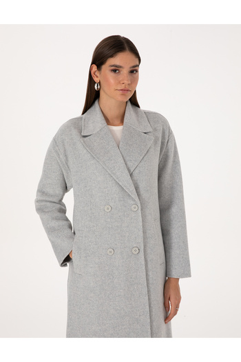 Pierre Cardin Light Gray Melange Cashmere Coat 50308929-Vr091