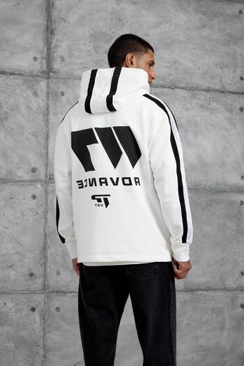 NOMARC White Advance Printed Hooded Oversize Sweatshirt